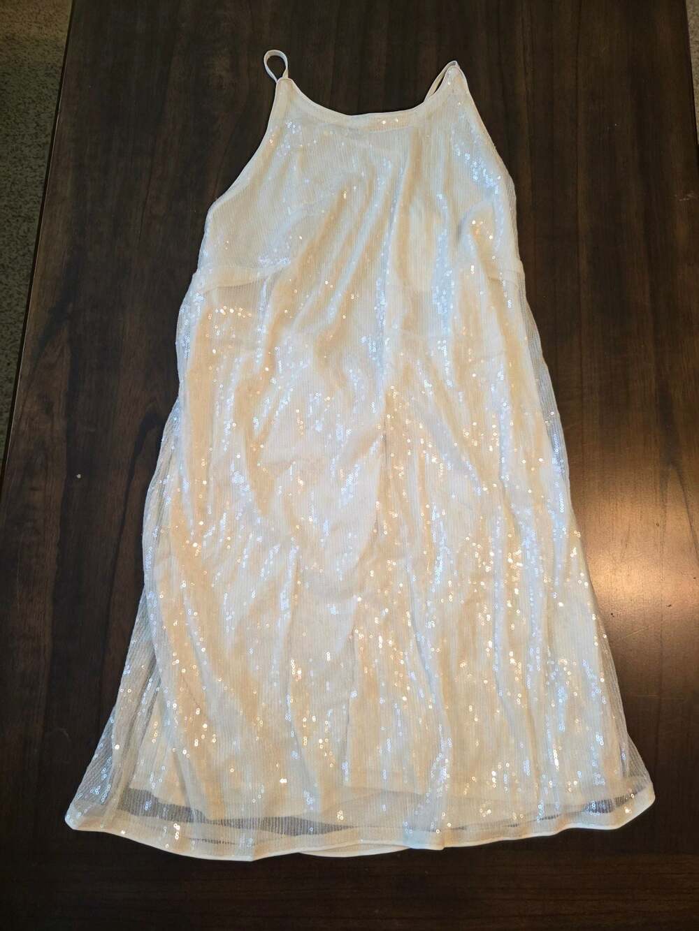 A New Day Cream Sequin Halter Mini Dress XL